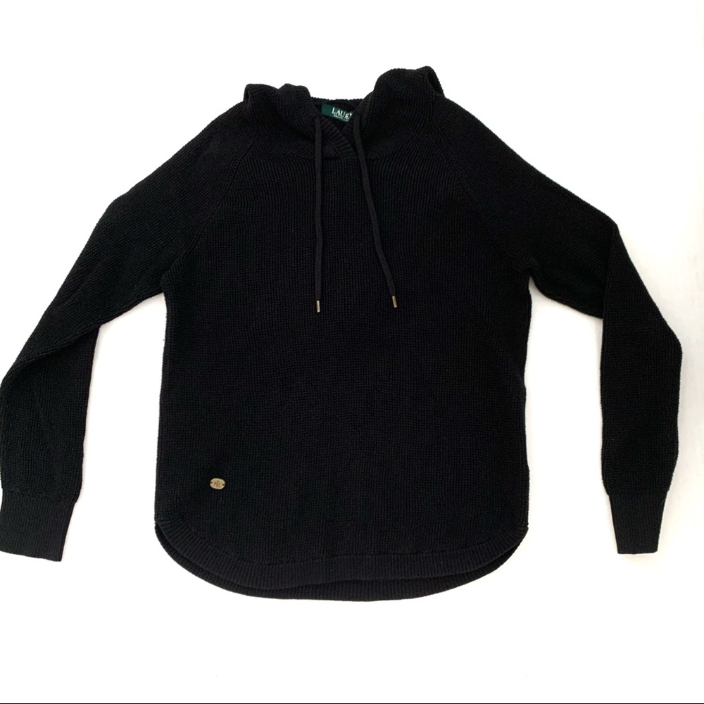 Lauren Ralph Lauren black knit hoodie sweater S